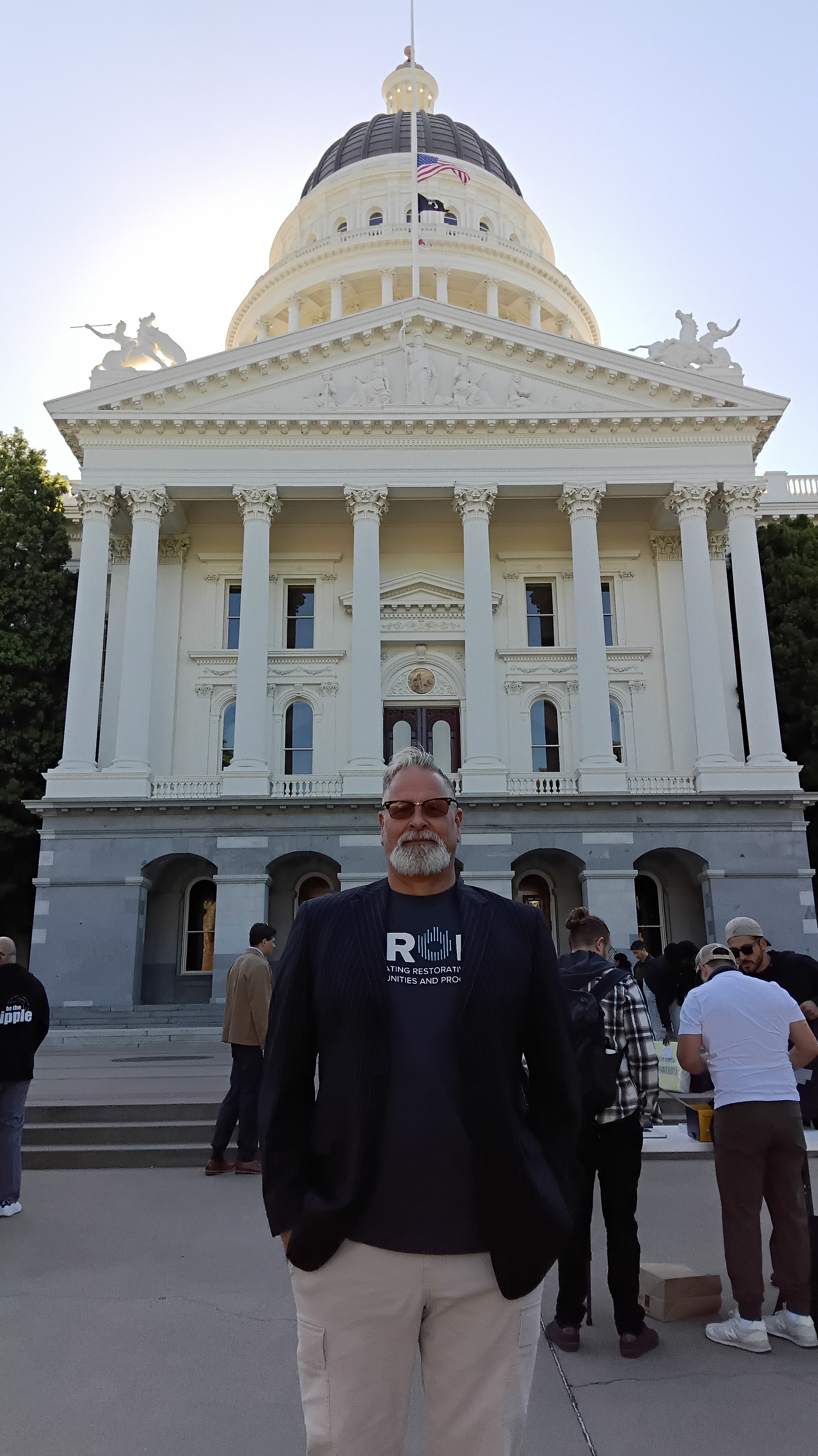 The founder of The Revive Project outside the California State Capitol during an advocacy day